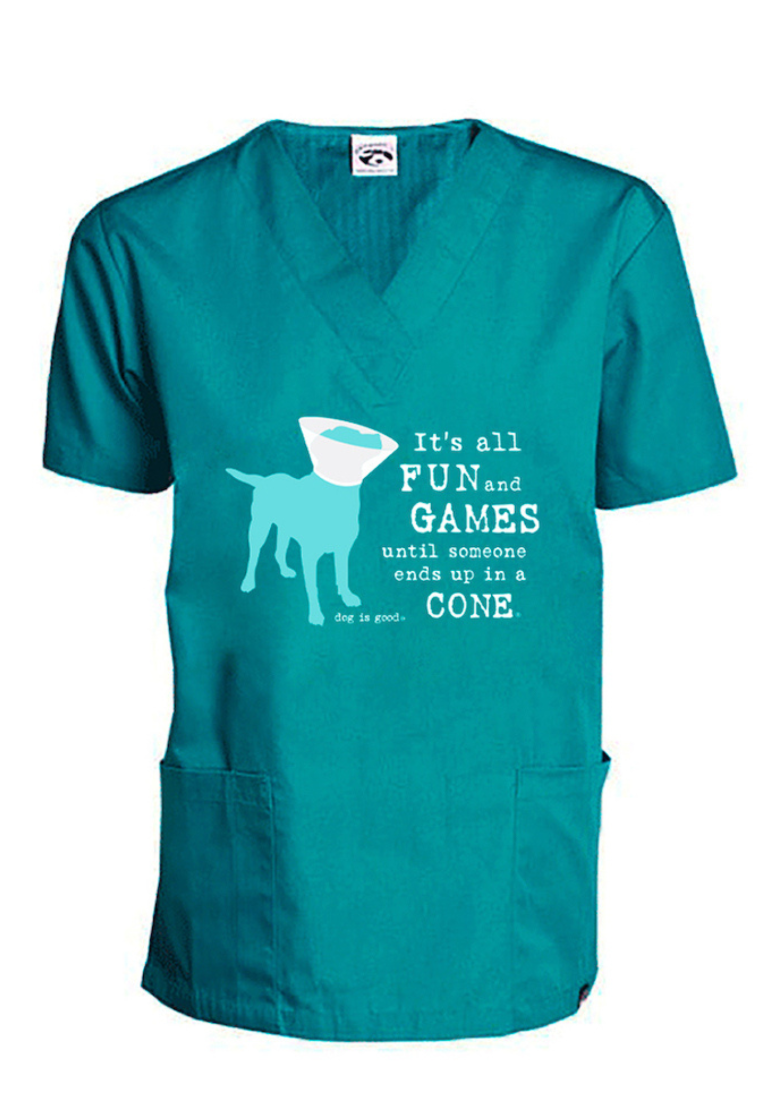 Scrub Top: It’s All Fun and Games Until Someone Ends Up in a Cone® (Teal)