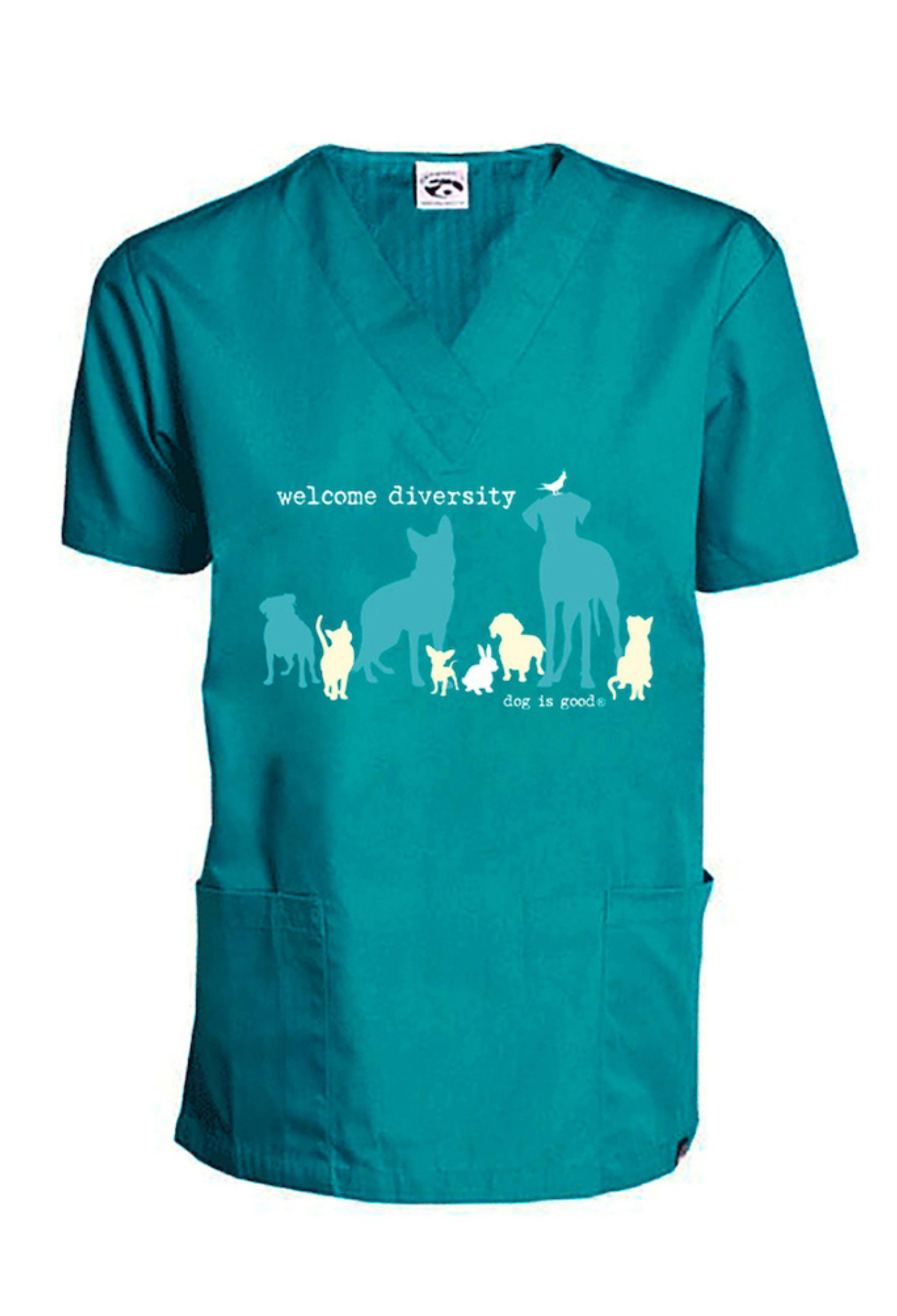 Scrub Top: Welcome Diversity (Teal)